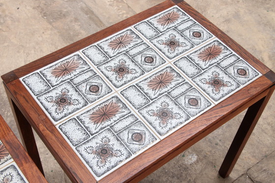 Image 1 of Dänisches Vintage Beistelltischset mit cremebraunen Fliesen, 1960er Jahre