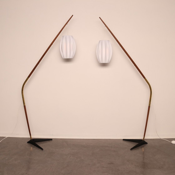 Image 1 of Stehleuchte „Fishing Pole“ von Svend Aage Holm Sorensen für Sorensen & Co – Dänemark – 1950er Jahre