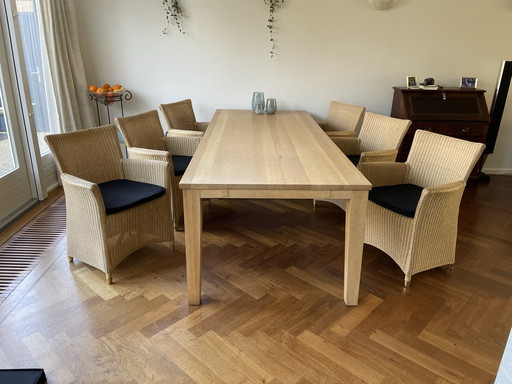 6x Lloyd Loom Esszimmerstühle mit Armlehnen