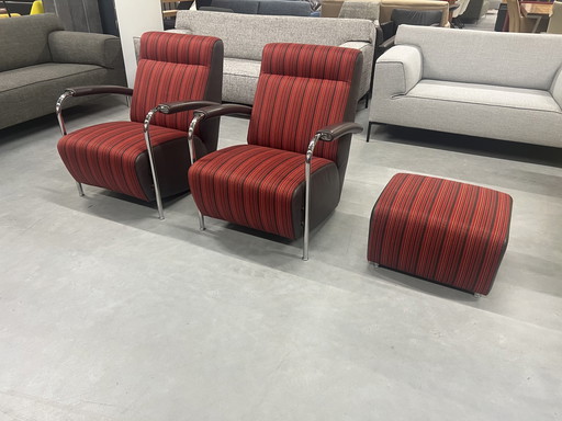 2 Leolux Scylla Hochsessel, 1 Hocker 