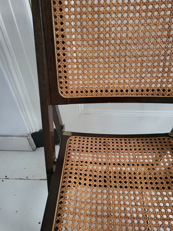 Image 1 of 2x Vintage Klappstühle aus Gurtband und Holz