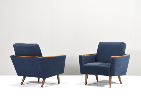 Image 1 of Paar deutsche Loungesessel mit Eichendetails, Deutschland – um 50er Jahre Design