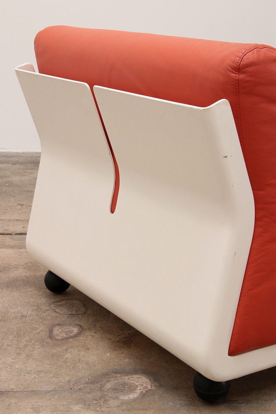 Image 1 of Modulares Sofa „Amanta“ von Mario Bellini aus orangefarbenem Leder für C&B Italien, 1960er Jahre