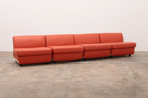 Mario Bellini Amanta modulares Sofa aus orangefarbenem Leder für C&B Italien, 1960er Jahre