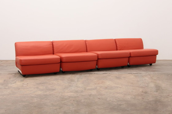 Image 1 of Modulares Sofa „Amanta“ von Mario Bellini aus orangefarbenem Leder für C&B Italien, 1960er Jahre