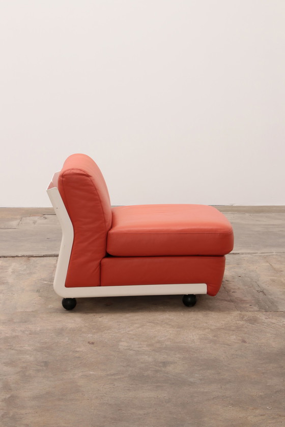 Image 1 of Modulares Sofa „Amanta“ von Mario Bellini aus orangefarbenem Leder für C&B Italien, 1960er Jahre