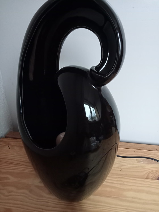 Image 1 of 2 x Design-Keramik-Anatolienlampen, Hochglanz schwarz und weiß, Kunstwerke