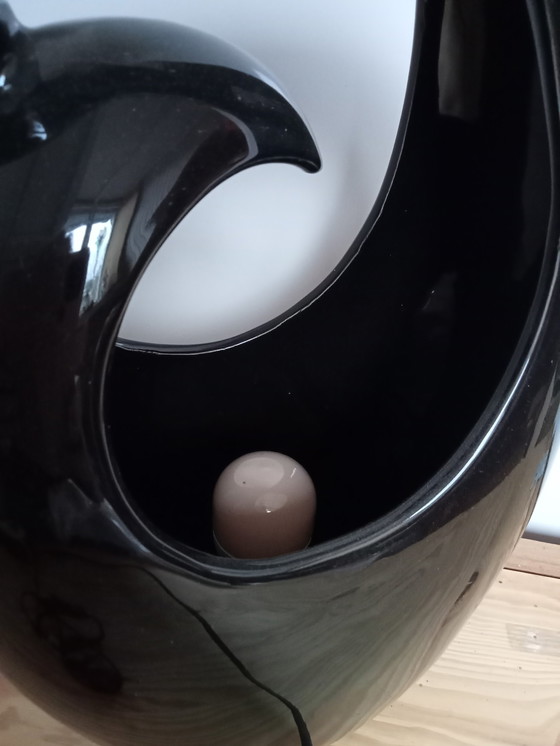 Image 1 of 2 x Design-Keramik-Anatolienlampen, Hochglanz schwarz und weiß, Kunstwerke