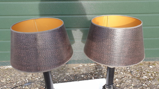 Image 1 of 2x schwarze Lampen mit Aluminiumelementen