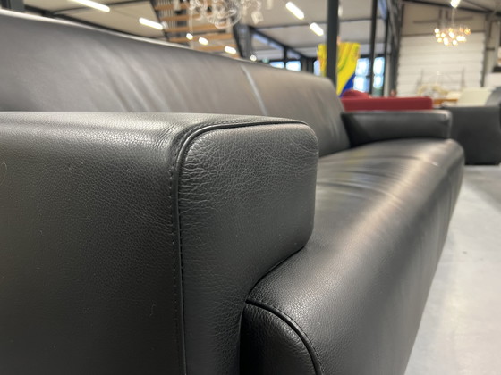 Image 1 of Cloak Sand 3-Sitzer-Sofa aus schwarzem Leder