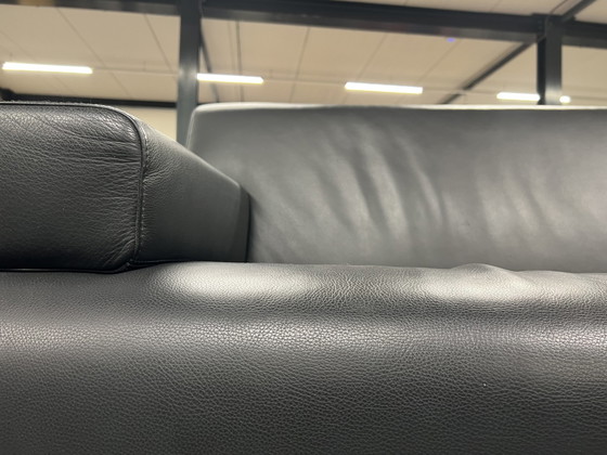 Image 1 of Cloak Sand 3-Sitzer-Sofa aus schwarzem Leder