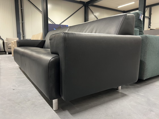 Image 1 of Cloak Sand 3-Sitzer-Sofa aus schwarzem Leder