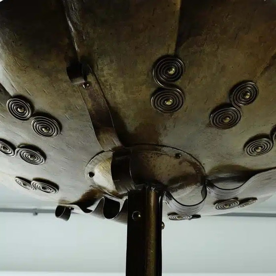 Image 1 of Patinierte Art Deco Stehlampe aus Eisen und Kupfer