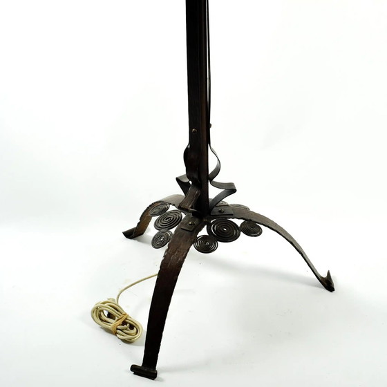 Image 1 of Patinierte Art Deco Stehlampe aus Eisen und Kupfer