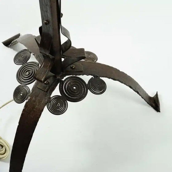 Image 1 of Patinierte Art Deco Stehlampe aus Eisen und Kupfer
