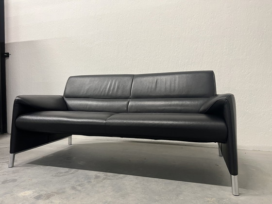 Image 1 of Leolux Felizia 3-Sitzer-Sofa aus schwarzem Leder