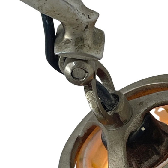 Image 1 of Kunst Deco – Schreibtischlampe mit Marmorglas – antikes Stück – verstellbarer Schirm