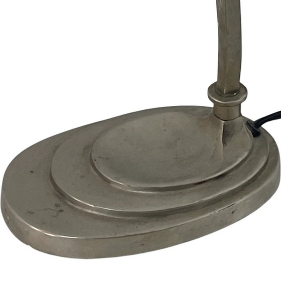 Image 1 of Kunst Deco – Schreibtischlampe mit Marmorglas – antikes Stück – verstellbarer Schirm