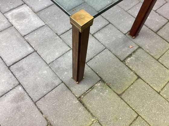 Image 1 of 1x Peter Ghyczy Couchtisch Holz, Messing, Glas aus den 1970er Jahren
