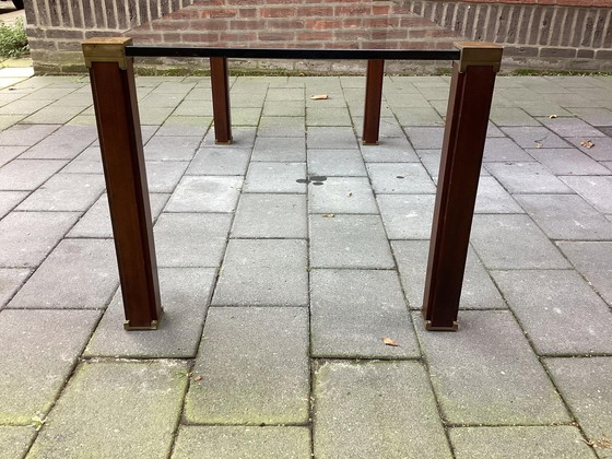 Image 1 of 1x Peter Ghyczy Couchtisch Holz, Messing, Glas aus den 1970er Jahren