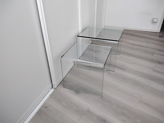 Image 1 of 2x Design-Beistelltisch aus Fiam-Glas