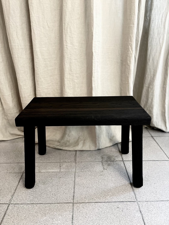 Image 1 of 3x Brutalist Beistelltische aus Schwarz Eiche