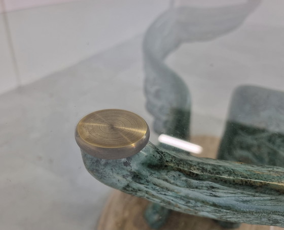 Image 1 of Travertin und bronzierter Couchtisch, 1980er Jahre