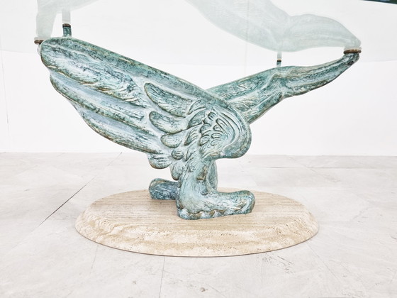 Image 1 of Travertin und bronzierter Couchtisch, 1980er Jahre