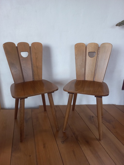 2x Brutalist französische Vintage Stühle