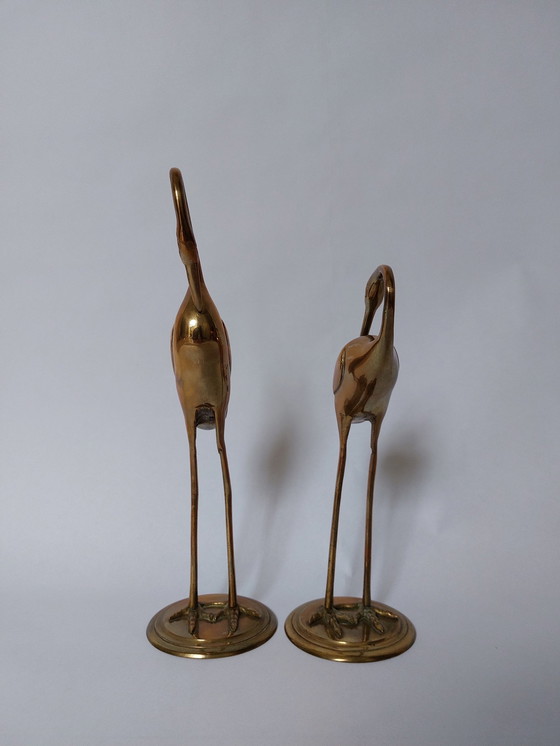 Image 1 of Kranichvögel aus Messing aus der Mitte des Jahrhunderts