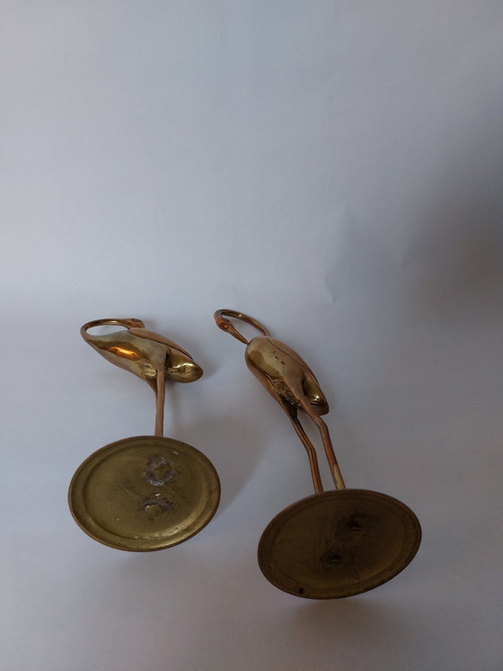 Image 1 of Kranichvögel aus Messing aus der Mitte des Jahrhunderts