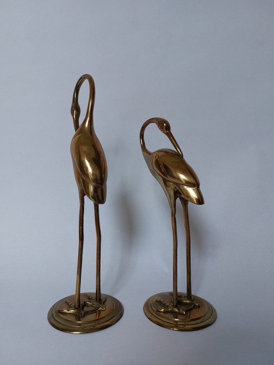 Image 1 of Kranichvögel aus Messing aus der Mitte des Jahrhunderts