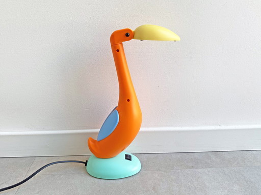 1x Vintage Pinguin / Flamingo Schreibtischlampe / Tischlampe aus den 80er Jahren