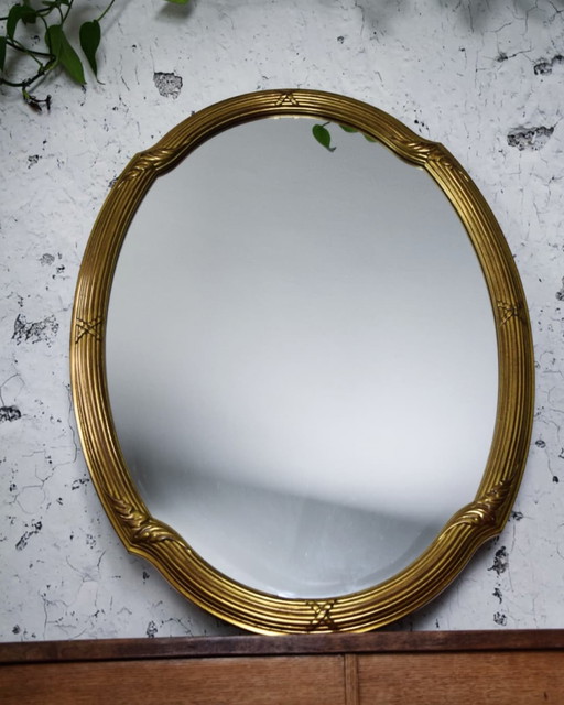 Großer ovaler Vintage Spiegel in Gold - DeKnudt, Belgien