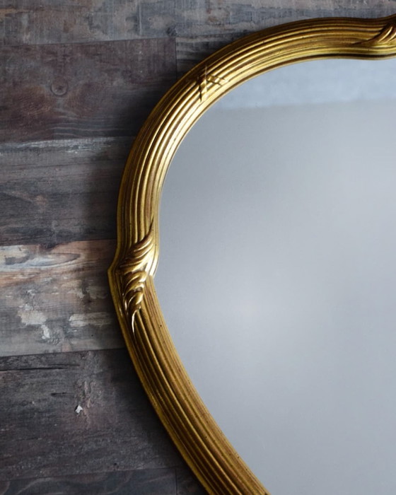 Image 1 of Großer ovaler Vintage Spiegel in Gold - DeKnudt, Belgien