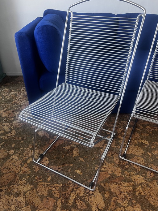 4x Vintage Stuhl aus verchromtem Draht