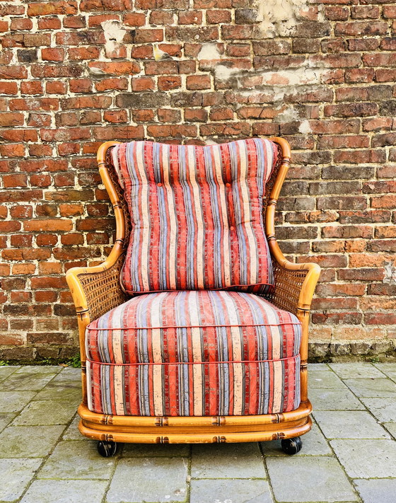 Image 1 of Giorgetti Ohrensessel aus Bambusimitat