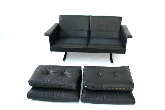 Image 1 of Rudolf Horn for Röhl Potsdam, Executive Leather Lounge Sofa, chrome Base, 1960s