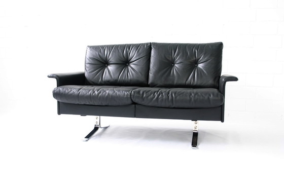 Image 1 of Rudolf Horn for Röhl Potsdam, Executive Leather Lounge Sofa, chrome Base, 1960s