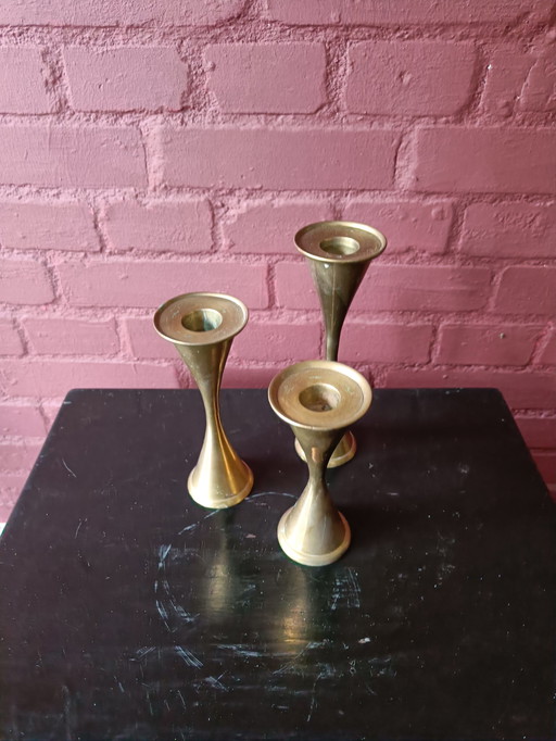 Vintage Kerzenständer-Set aus Messing