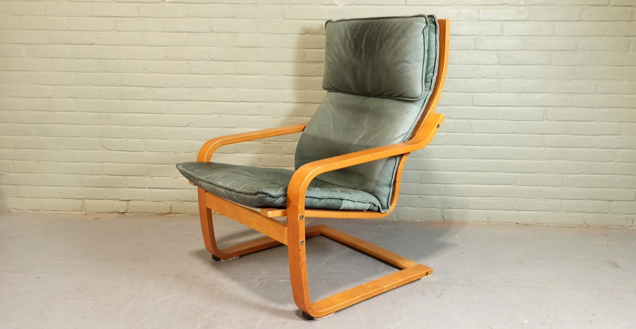 Ikea leather chair with ottoman sale