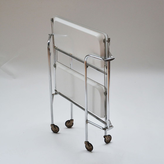 Image 1 of Vintage Servierwagen zusammenklappbar weiß 60er Jahre