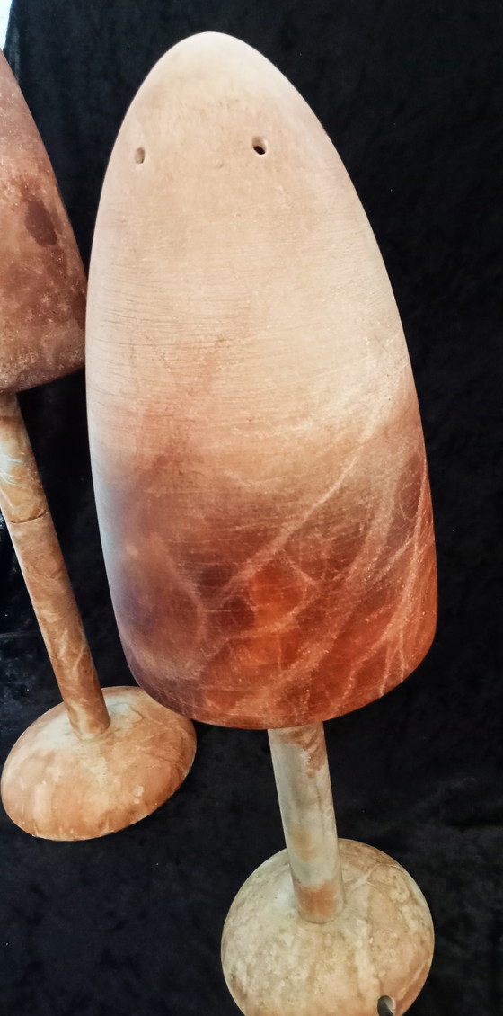 Image 1 of Verkauf: 2 x Französische Pilzpilzlampen aus Marmor, Terrakotta-Atmosphäre.