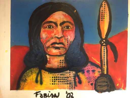 Der Inder – schilderijen tekeningen, Canvas, Figuratief