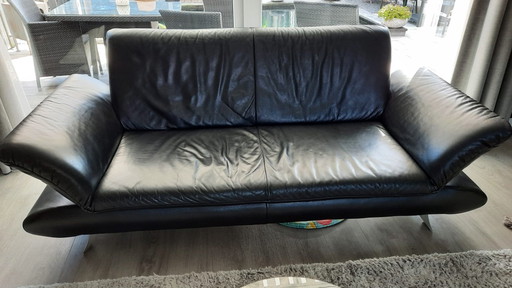 Schwarz Ledersofa mit 2,5 Sitzplätzen und 2 Sesseln mit verstellbaren Armlehnen – Koinor, bankstel, rvs, Leather, Modern