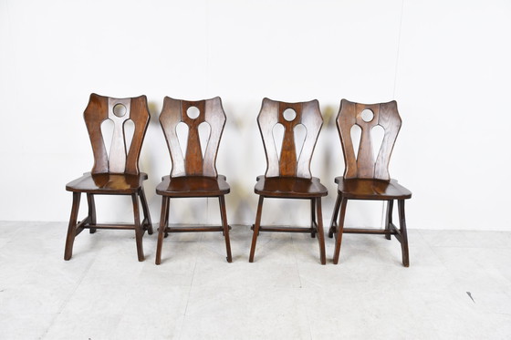 Image 1 of 4x brutalistische Esszimmerstühle