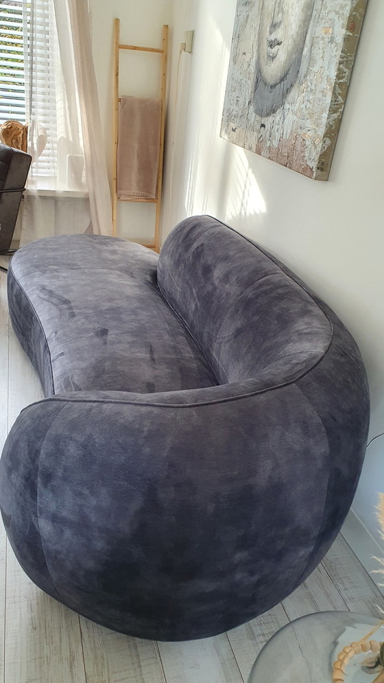 Image 1 of Loungesofa dunkelgrau / blauer Samt / Samt