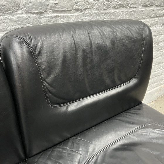 Image 1 of Lübke Zweisitzer-Sofa aus schwarzem Leder