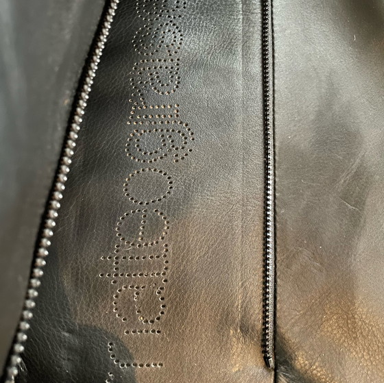 Image 1 of Matteo Grassi schwarzes Ledersofa im italienischen Design