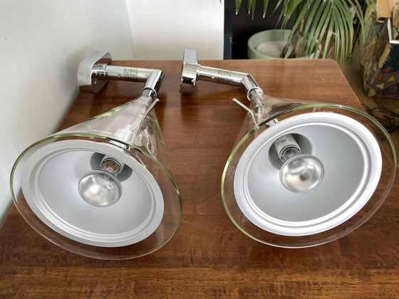 Image 1 of 2x Fontana Arte Flute Wandleuchten